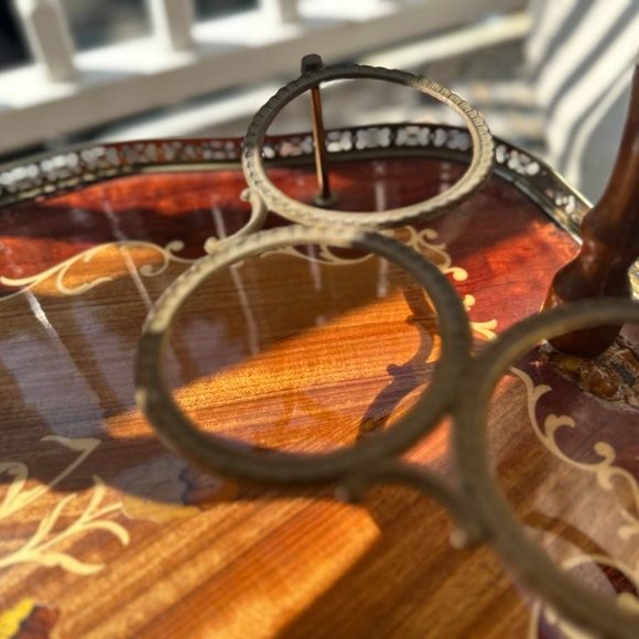 Bar Cocktail Tea Cart Trolley Beverage Italian 1950 Hollywood Regency Marquetry - Picture 6 of 9